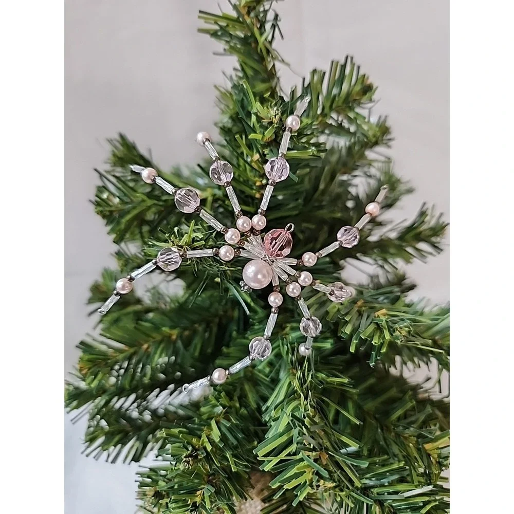 Christmas Spider Ornament  Hand Crafted One Of A Kind Pink And Silver